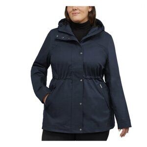 Hunter Womens XXL Water Resistant Cotton Smock Rain Jacket Hooded Navy New W/tag